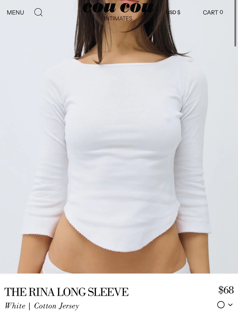 Cou Cou The Rina Long Sleeve Top - White
